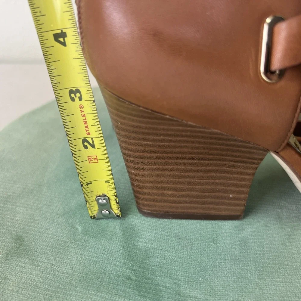 Michael Kors Brown Leather Strappy Block Heel Sandals
